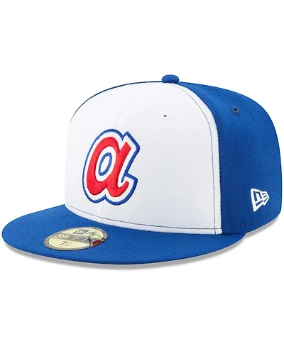 Men's New Era White, Royal Atlanta Braves Cooperstown Collection 59FIFTY Fitted Hat