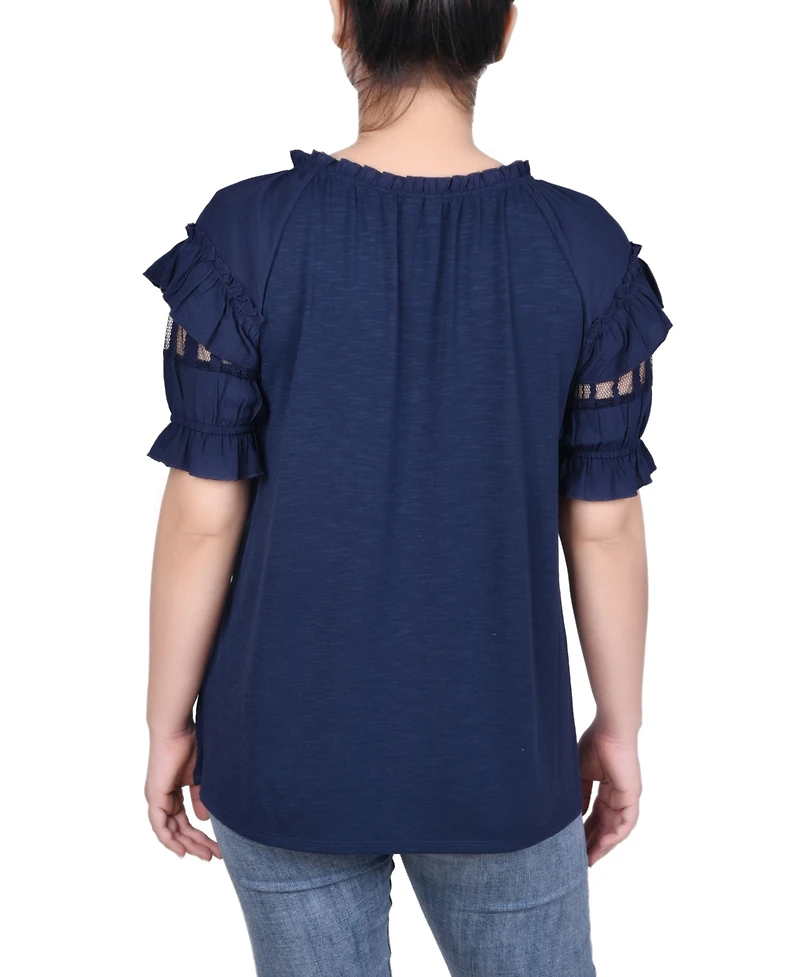 Ny Collection Women's Short Ruffled Sleeve Blouse
