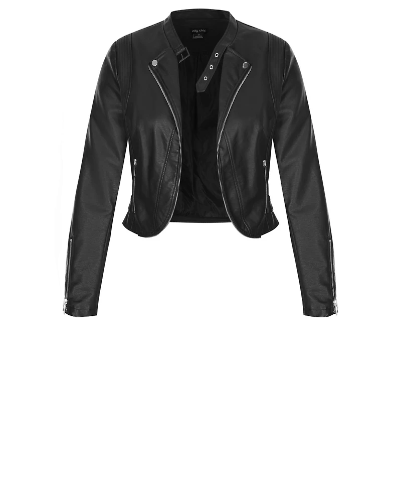 City Chic Plus Cropped Biker Jacket
