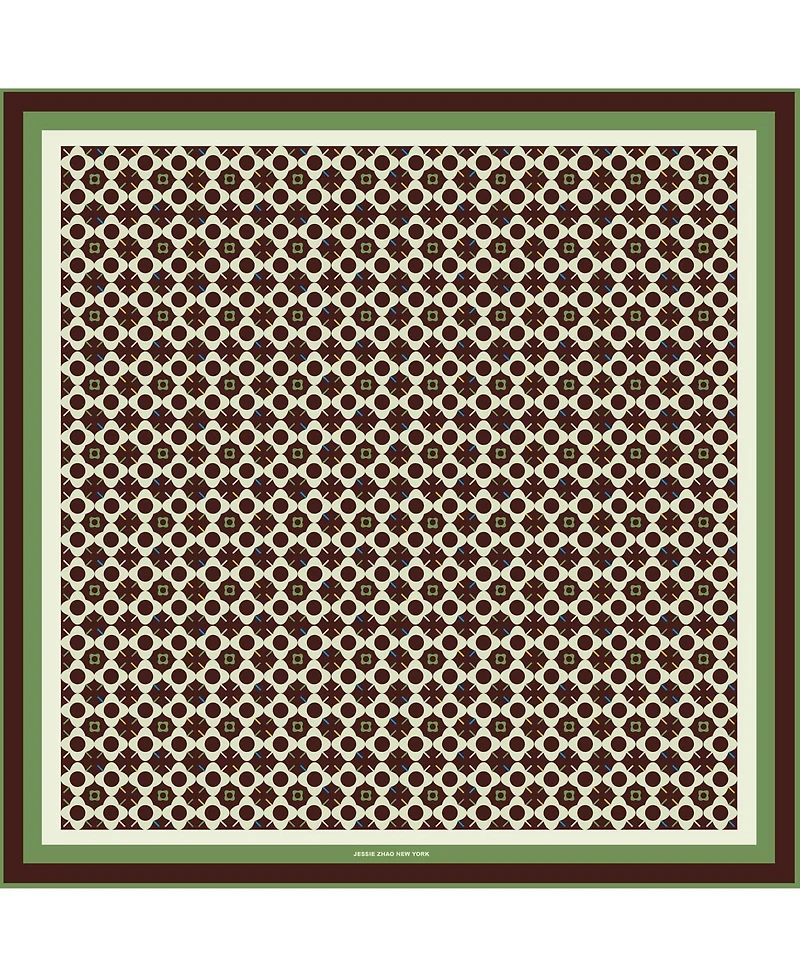 Jessie Zhao New York Double Sided Silk Scarf Of Polka Dot Bloom - Brown