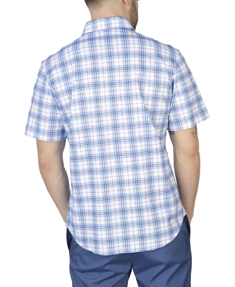 Windowpane Plaid Knit Short Sleeve Shirt