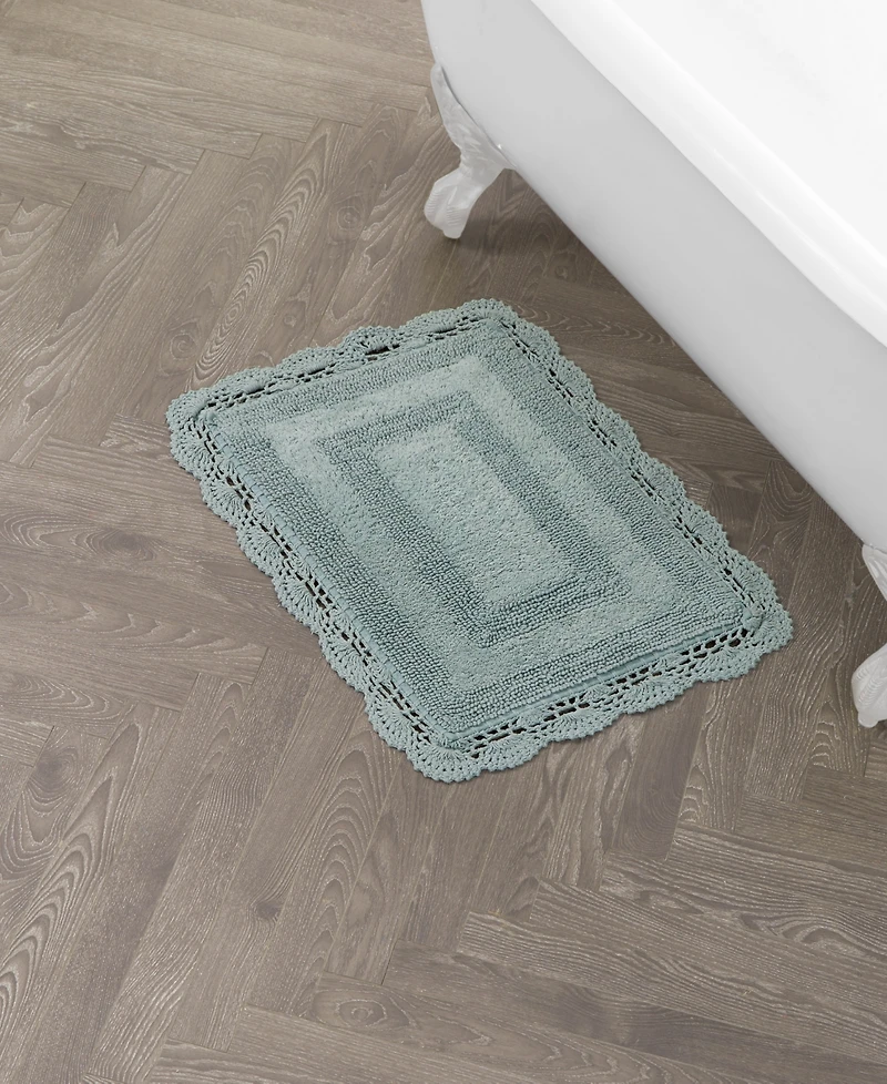 Laura Ashley Crochet Reversible Cotton Bath Rug, 17" x 24"