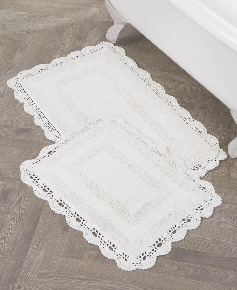 Laura Ashley Crochet Reversible Cotton 2-Pc. Bath Rug Set