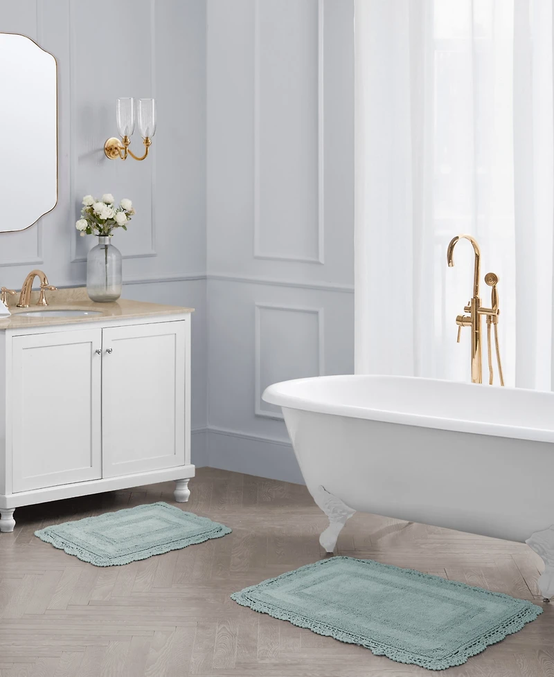 Laura Ashley Crochet Reversible Cotton 2-Pc. Bath Rug Set