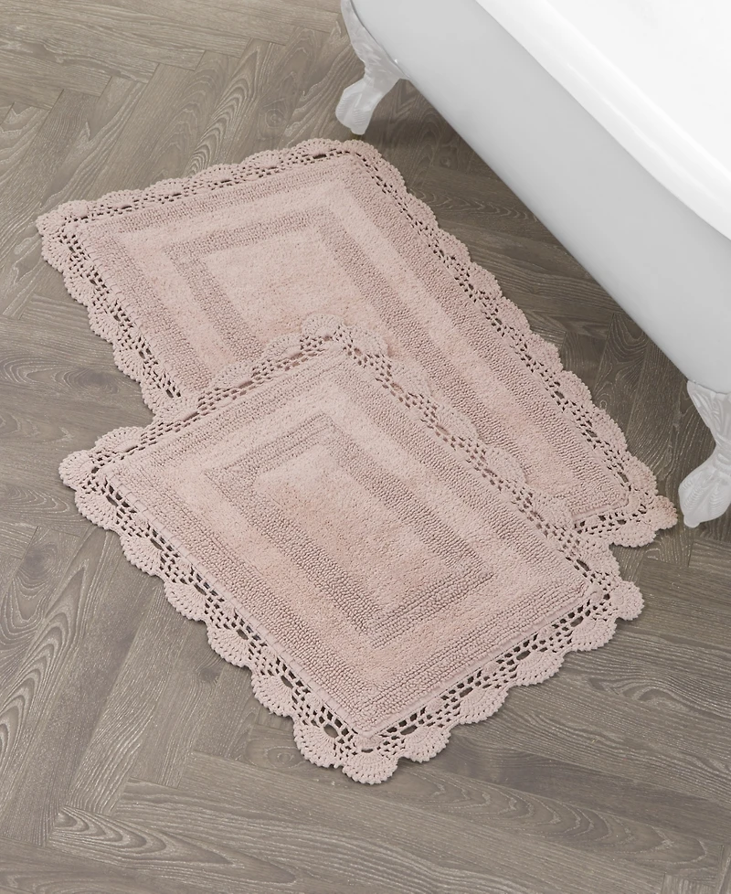 Laura Ashley Crochet Reversible Cotton 2-Pc. Bath Rug Set