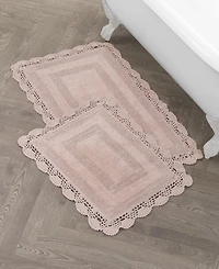 Laura Ashley Crochet Reversible Cotton 2-Pc. Bath Rug Set