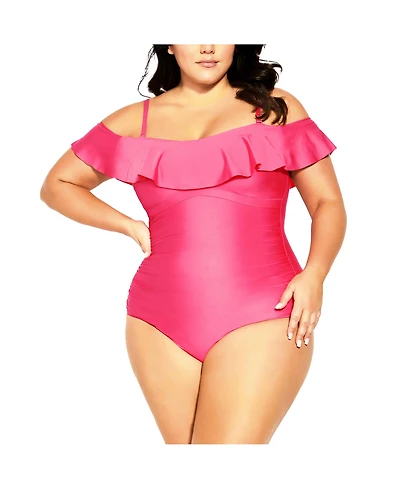 City Chic Plus Ingrid Ruffle 1 Piece Swimsuit