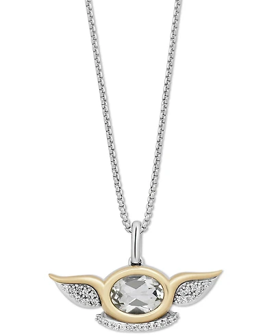Star Wars Wonder Fine Jewelry Green Quartz (1-1/4 ct. t.w.) & Diamond (1/10 ct. t.w.) Grogu Pendant Necklace in Sterling Silver & Gold-Plate, 15-3/4"