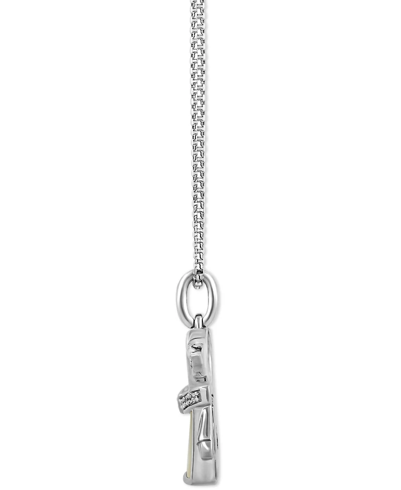 Star Wars Wonder Fine Jewelry Mother of Pearl & Diamond (1-1/10 ct. t.w.) Grogu 18" Pendant Necklace in Sterling Silver