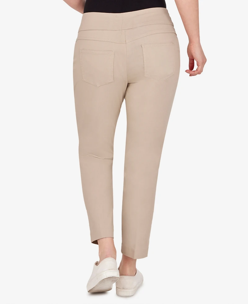 Ruby Rd. Petite Mid-Rise Pull-On Straight Solar Millennium Tech Ankle Pants