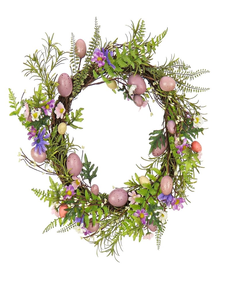 National Tree Company 22" Eggs, Flowers, and Ferns Wreath