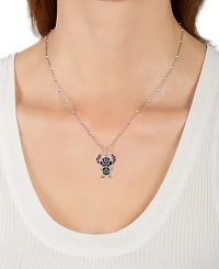 Disney Wonder Fine Jewelry Multicolor Diamond Stitch 18" Pendant Necklace (1/6 ct. t.w.) in Sterling Silver