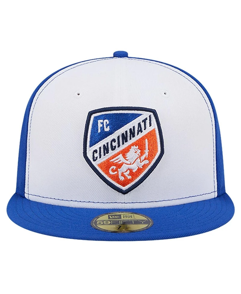 Men's New Era White, Blue Fc Cincinnati 2024 Kick Off Collection 59FIFTY Fitted Hat