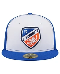 Men's New Era White, Blue Fc Cincinnati 2024 Kick Off Collection 59FIFTY Fitted Hat