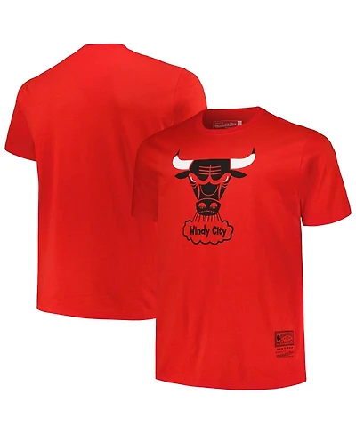 Men's Mitchell & Ness Red Distressed Chicago Bulls Big and Tall Hardwood Classics Vintage-Like Logo T-shirt
