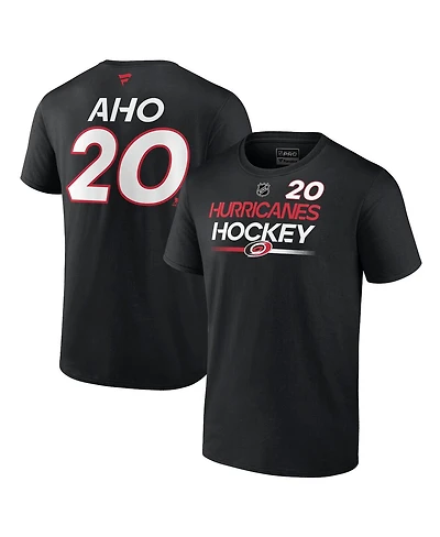Men's Fanatics Sebastian Aho Black Carolina Hurricanes Authentic Pro Prime Name and Number T-shirt