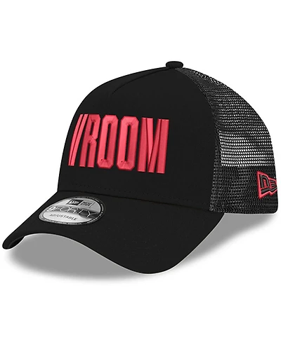 Men's New Era Black Nascar Vroom 9FORTY A-Frame Adjustable Trucker Hat