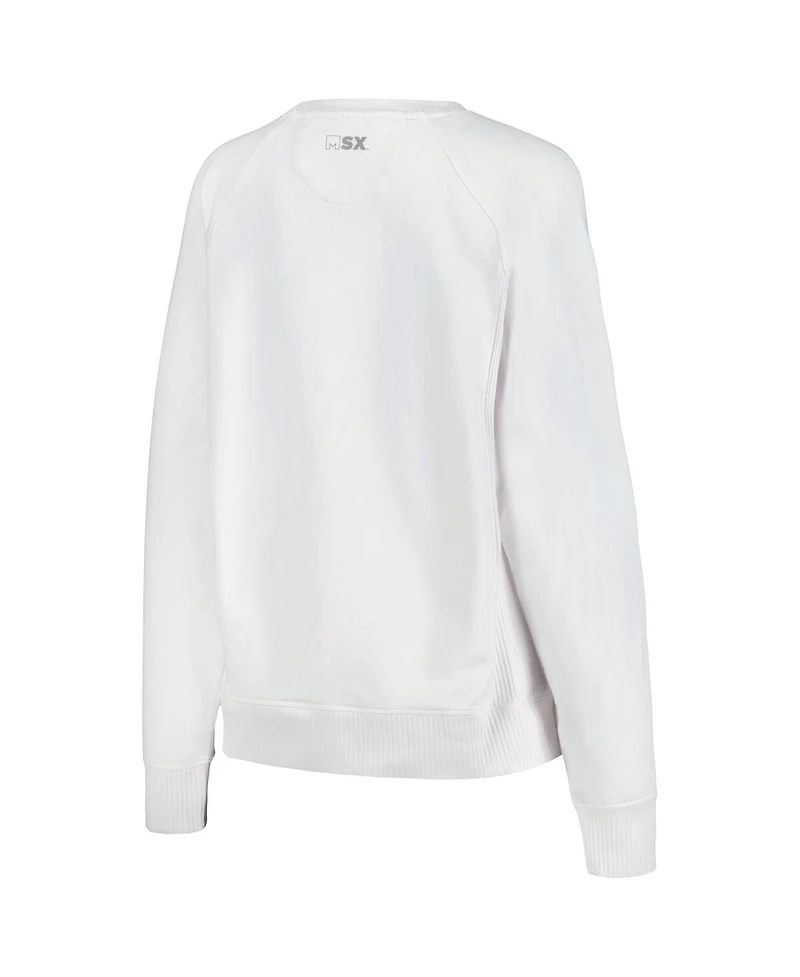 Women's Msx by Michael Strahan White Distressed Vegas Golden Knights Millie Raglan Pullover Sweatshirt