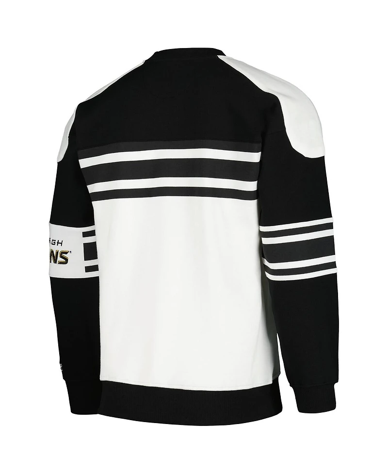 Men's Starter White Pittsburgh Penguins Defense Fleece Crewneck Pullover Sweatshirt