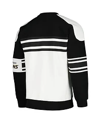 Men's Starter White Pittsburgh Penguins Defense Fleece Crewneck Pullover Sweatshirt