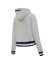 Women's Pro Standard Heather Gray Michigan Wolverines Script Tail Fleece Cropped Pullover Hoodie