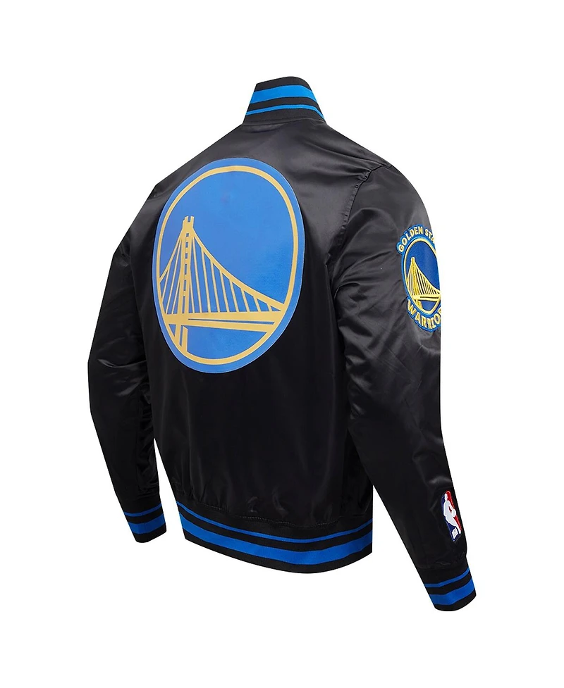 Men's Pro Standard Black Golden State Warriors Script Tail Full-Snap Satin Varsity Jacket