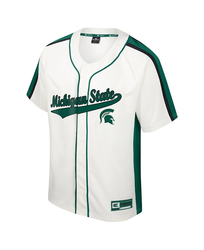 Men's Colosseum Cream Michigan State Spartans Ruth Button-Up Baseball Jersey