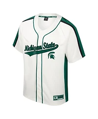 Men's Colosseum Cream Michigan State Spartans Ruth Button-Up Baseball Jersey