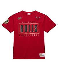 Men's Mitchell & Ness Red Distressed Chicago Bulls Hardwood Classics Team Og 2.0 Premium Vintage-Like Logo T-shirt
