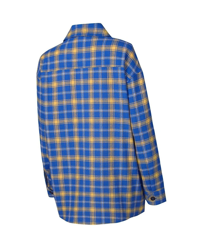 Women's College Concepts Blue, Gold Golden State Warriors Boyfriend Button-Up Nightshirt