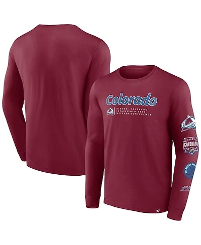 Men's Fanatics Burgundy Colorado Avalanche Strike the Goal Long Sleeve T-shirt