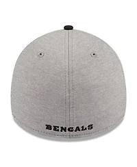 Men's New Era Heather Gray, Black Cincinnati Bengals Striped 39THIRTY Flex Hat