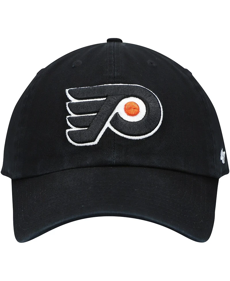 Men's '47 Brand Black Philadelphia Flyers Team Clean Up Adjustable Hat