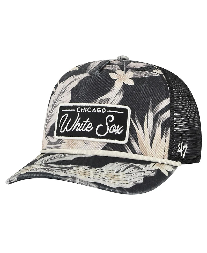 Men's '47 Brand Black Chicago White Sox Tropicalia Trucker Hitch Adjustable Hat