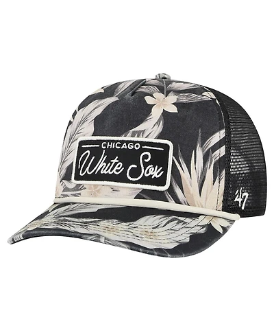 Men's '47 Brand Black Chicago White Sox Tropicalia Trucker Hitch Adjustable Hat