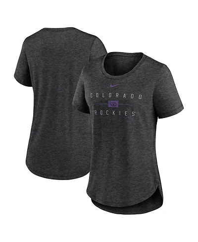 Women's Nike Heather Black Colorado Rockies Knockout Team Stack Tri-Blend T-shirt