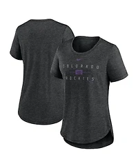 Women's Nike Heather Black Colorado Rockies Knockout Team Stack Tri-Blend T-shirt