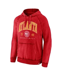 Men's Fanatics Heather Red Distressed Atlanta Hawks Foul Trouble Snow Wash Raglan Pullover Hoodie