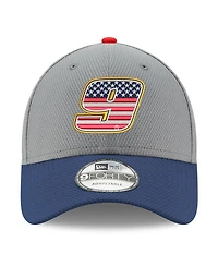 Men's New Era Gray, Navy Chase Elliott Salute 9FORTY Adjustable Hat