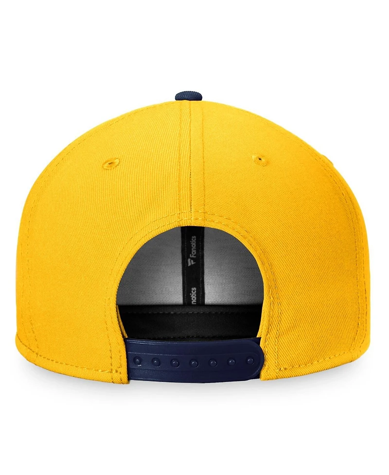 Men's Fanatics Gold, Navy Nashville Predators Fundamental Colorblocked Snapback Hat