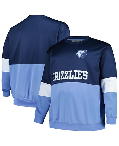 Men's Fanatics Navy, Light Blue Memphis Grizzlies Big and Tall Split Pullover Sweatshirt