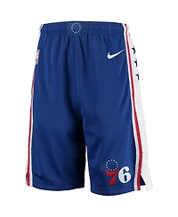 Big Boys and Girls Nike Royal Philadelphia 76ers 2020/21 Swingman Shorts - Icon Edition