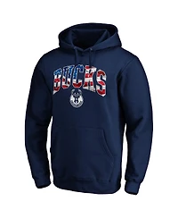 Men's Fanatics Navy Milwaukee Bucks Banner Wave Pullover Hoodie