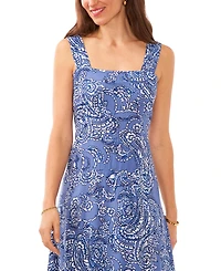 Vince Camuto Women's Paisley-Print Square-Neck Smocked-Back Sleeveless Maxi Dress