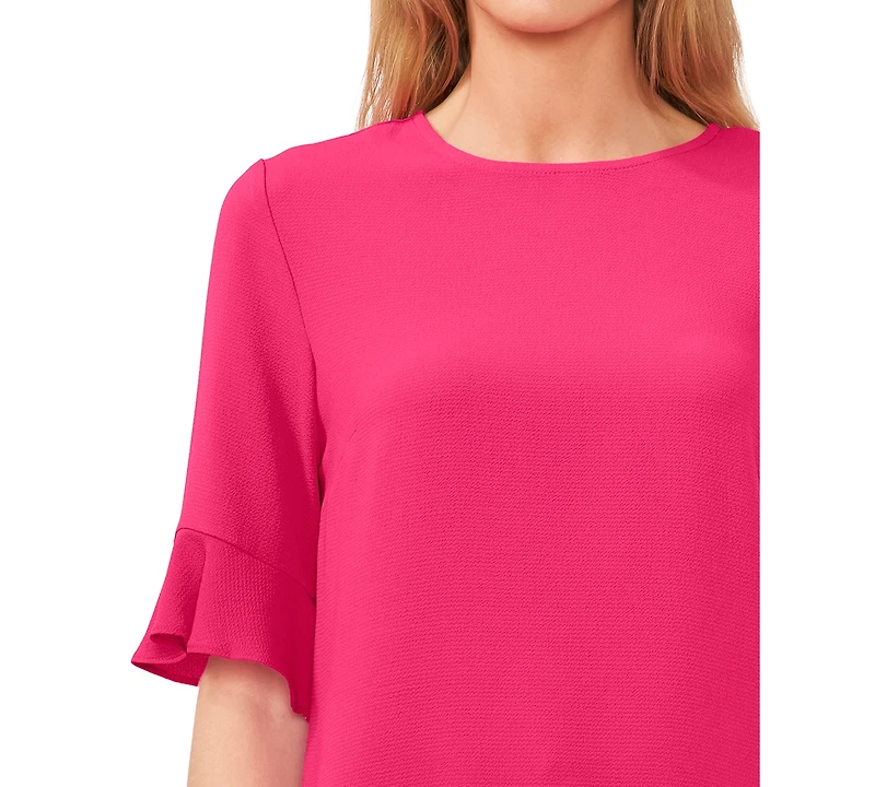 CeCe Women's Ruffled-Cuff 3/4-Sleeve Crew Neck Top
