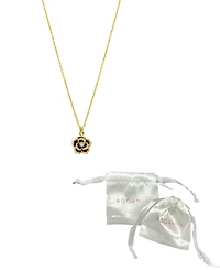Adornia 14K Gold-Plated Black Crystal Carnelian Necklace