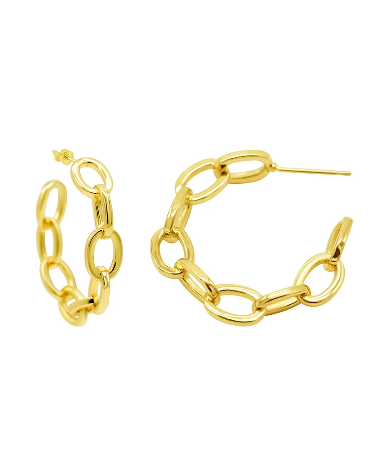 Adornia 14K Gold-Plated Chain Link Hoop Earrings