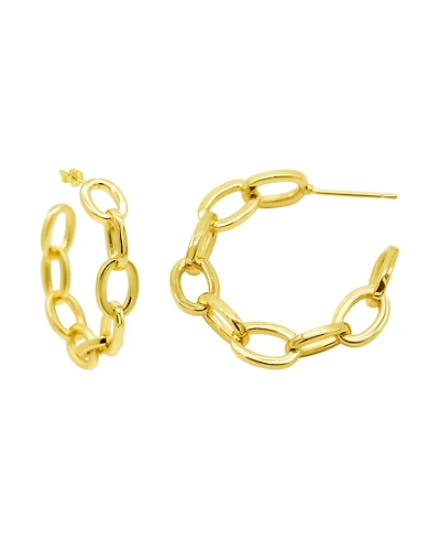 Adornia 14K Gold-Plated Chain Link Hoop Earrings