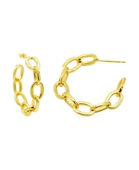 Adornia 14K Gold-Plated Chain Link Hoop Earrings