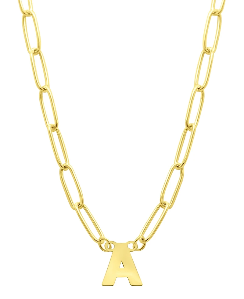 Adornia Tarnish Resistant 14K Gold-Plated Mini Initial Paperclip Chain Necklace